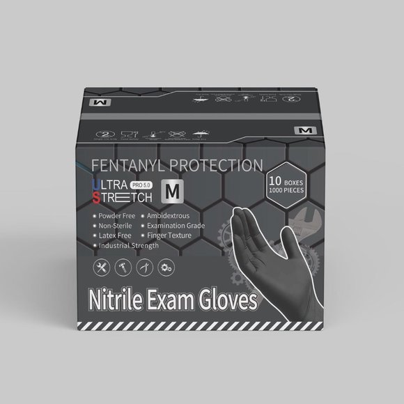 UltraStretch Nitrile Exam Gloves, Black Color, 1000 pc - Picture 8 of 11